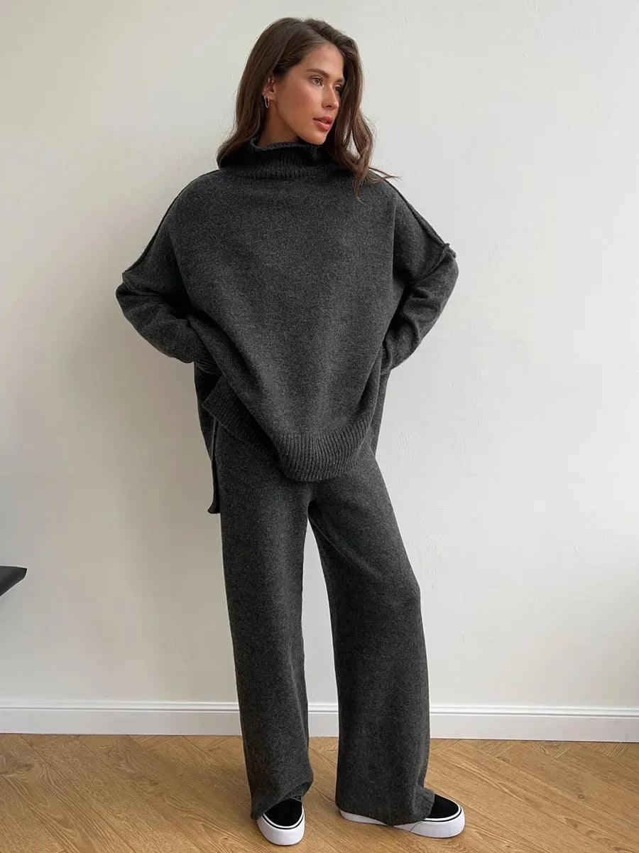 Conjunto de Lã Gola Alta Feminino