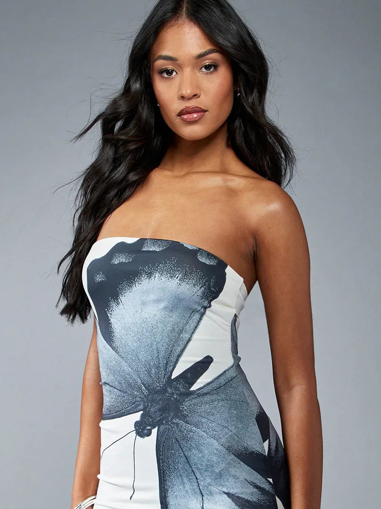 Vestido Longo Borboleta Sem Alças