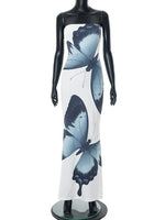 Mozision fora do ombro impressão sexy maxi vestido feminino verão novo sem alças sem mangas sem costas cintura alta praia férias vestido longo