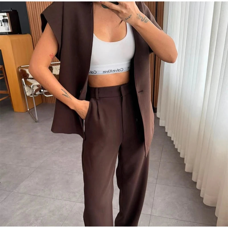 Conjunto Feminino Alfaiataria Calça e Blusa