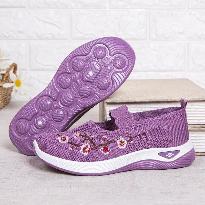 Tênis Feminino Floral Confortável sem Cadarço