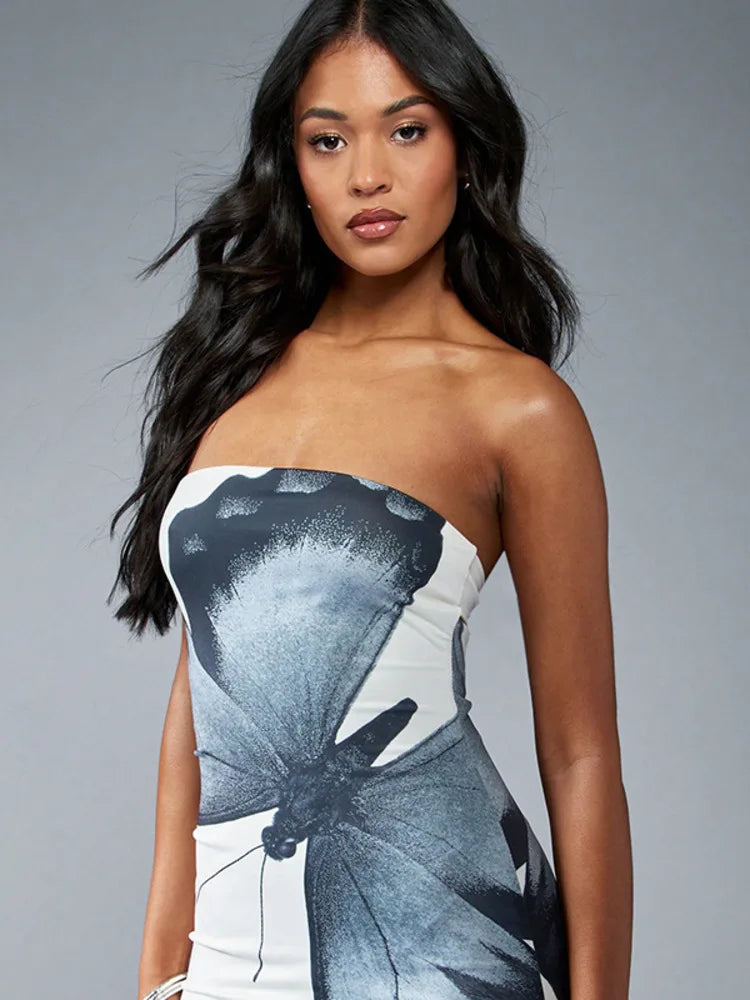 Vestido Longo Borboleta Sem Alças