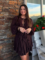 Vestido Boho Marrom Café