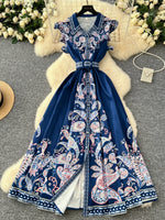 Vestido Longo com Cinto Celestina