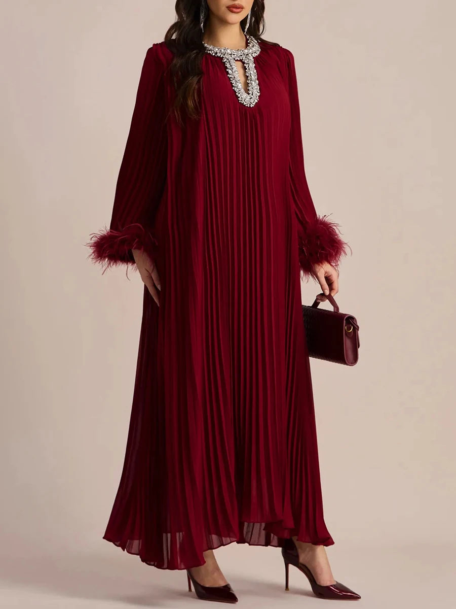 Vestido Longo Plissado Alessandra