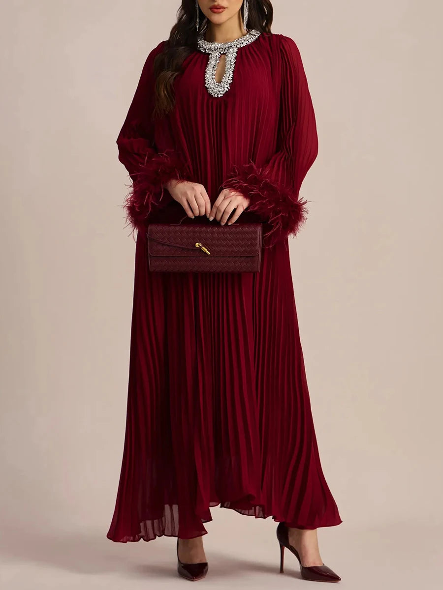 Vestido Longo Plissado Alessandra