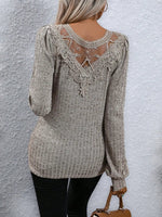 Blusa Feminina com Renda e Manga Longa