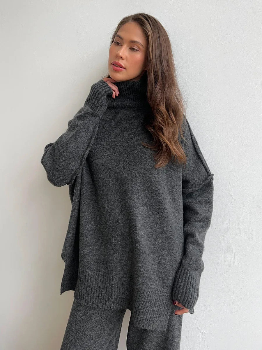 Conjunto de Lã Gola Alta Feminino
