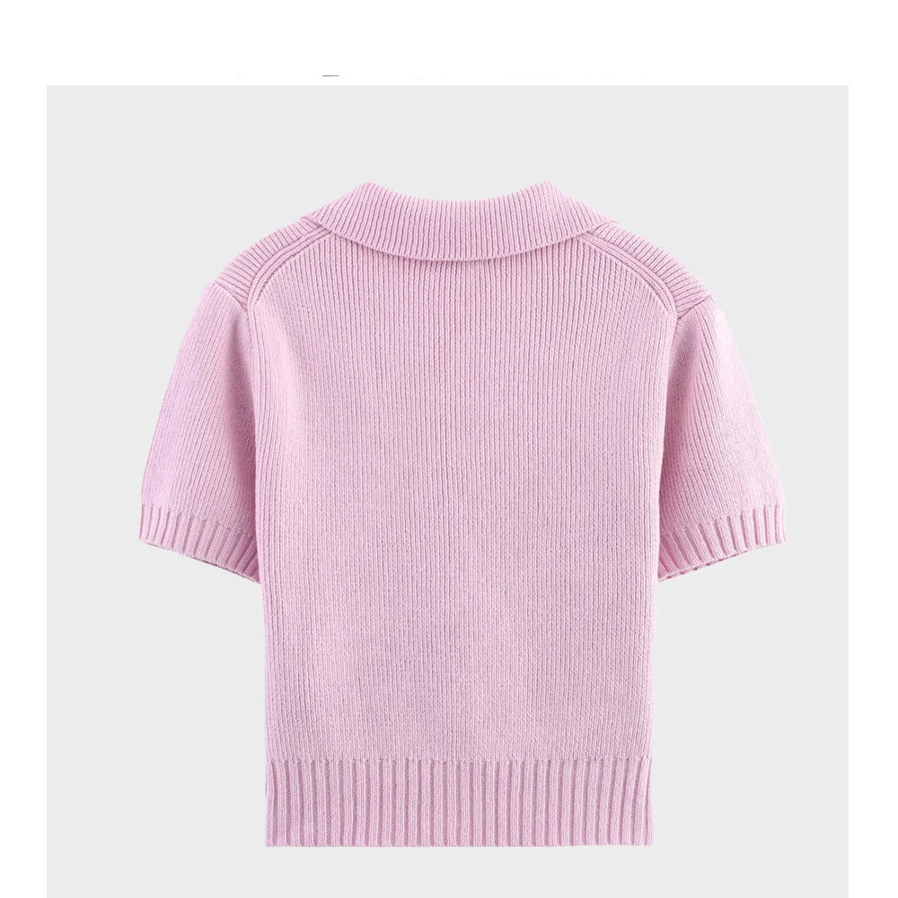 Blusa de Lã Feminina com Laços e Gola Polo