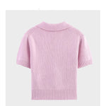 Blusa de Lã Feminina com Laços e Gola Polo