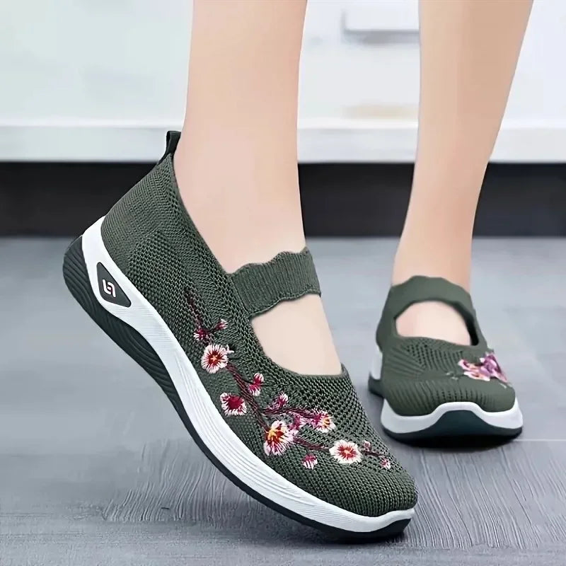 Tênis Feminino Floral Confortável sem Cadarço