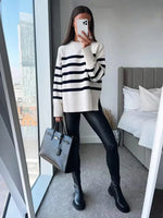 Suéter Listrado Oversized Feminino