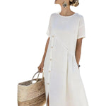 Vestido Midi de Linho Soltinho Elegante Feminino