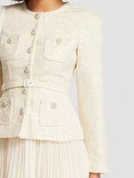 Vestido de Tweed com Saia Plissada